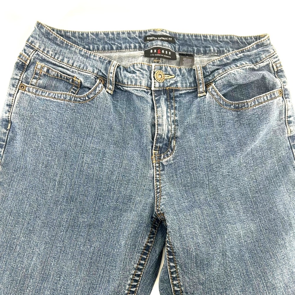 Axcess Liz Claiborne Stretch Favorite Fit Blue Denim Crop Capri Jeans Size 10